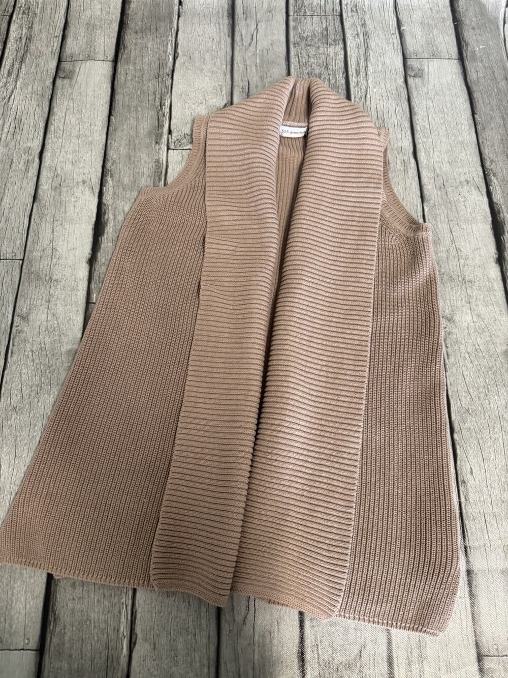 Women’s 525 America Open Front Vest Cardigan Sweater Tan Beige Medium
